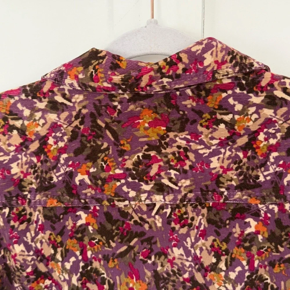 VTG Christopher‎ & Banks Blazer Corduroy Floral Snap Front Purple Petite Large